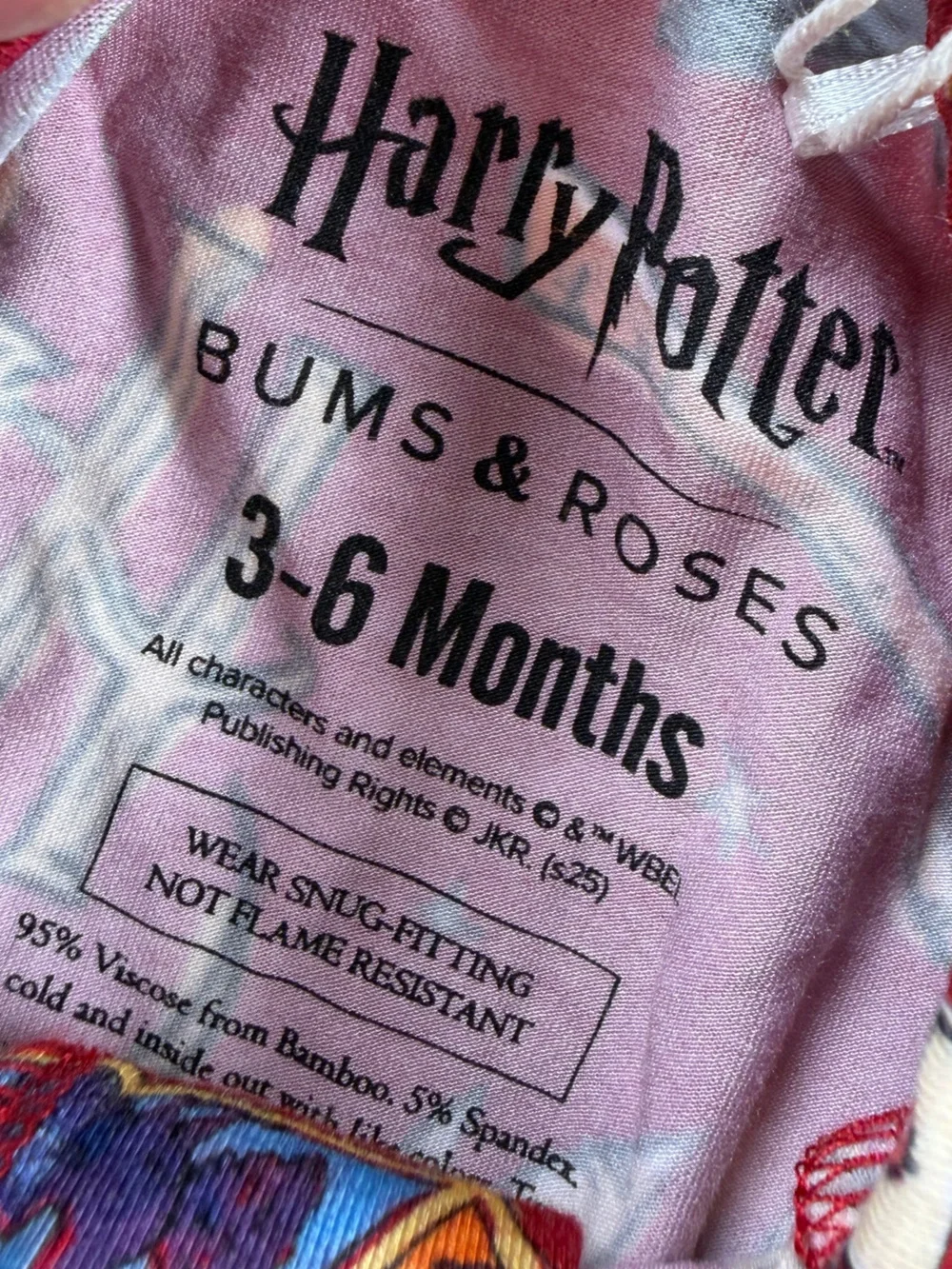 NWT Bums & Roses X Harry Potter Red Footie Zippy Romper 3-6 Months
